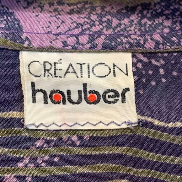 Hauber women's blouse/shirt, sz M, deep purple, sage, EUC, 100% viscose - Picture 4 of 15